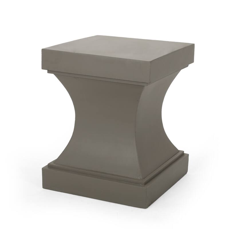 Athena Outdoor Modern Lightweight Concrete Side Table by Christopher Knight Home - Light Gray