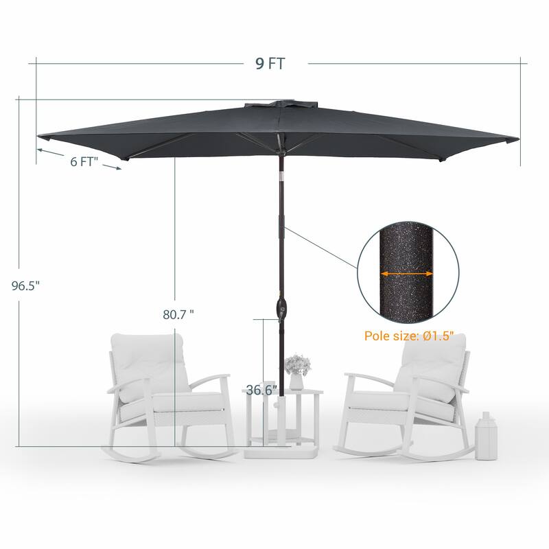 LIVOOSUN 6x9Ft Patio Market Umbrella Weather-Resistant Table Umbrella