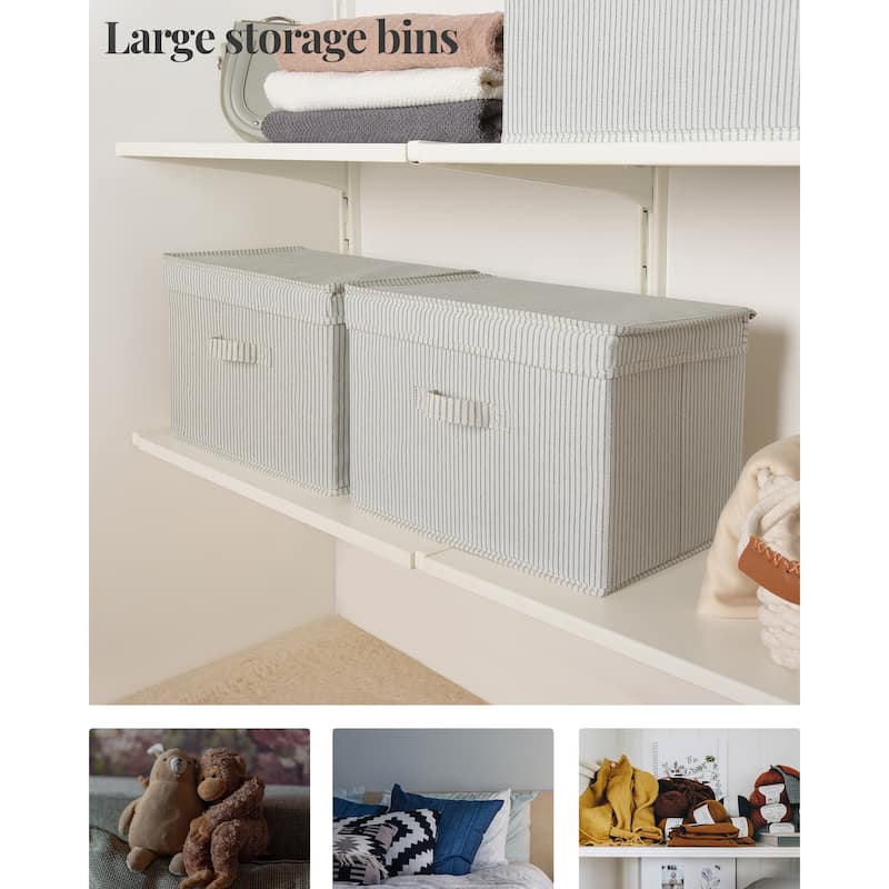2-Pack Closet Storage Bin with Lid and Handle, Large Fabric Storage Box for Clothes, Towels, Toys, Shoes