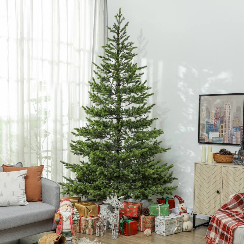 Green PE Christmas Tree Indoor Artificial Tree with 2901 to 4306 Tips Hinged Sections and Steel Base for Easy Assembly - 9 Foot