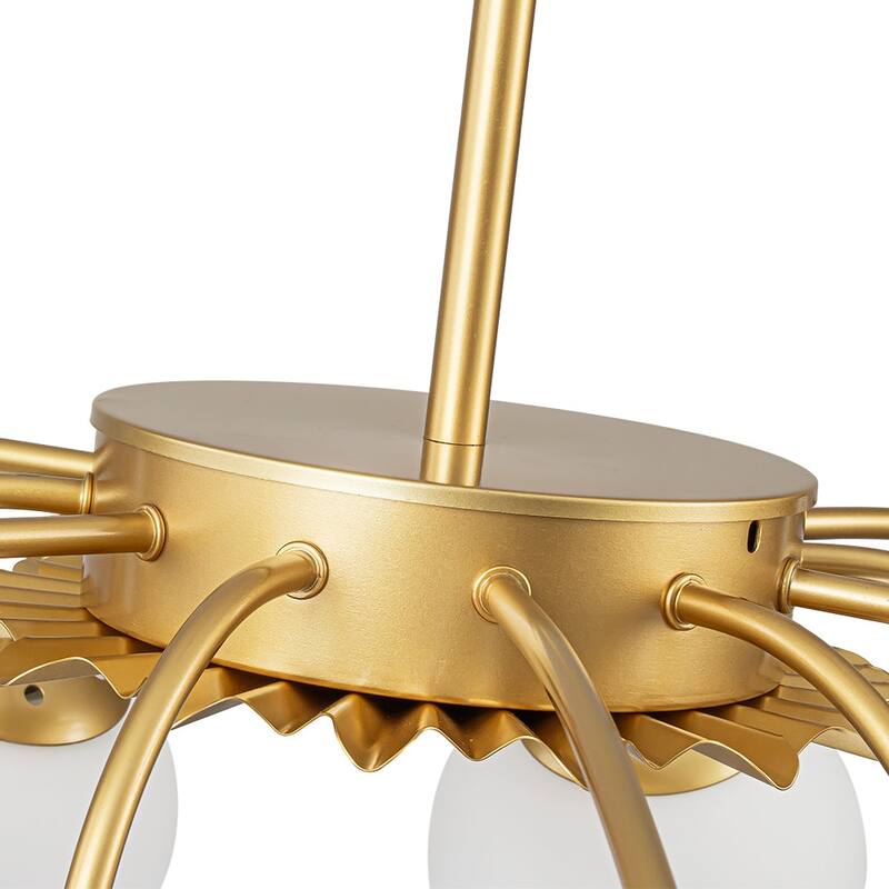 Mid-Century 12-Light Milky Glass Globe Sputnik Ceiling Light - 39in