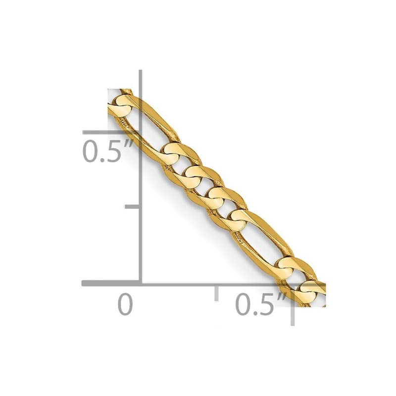Curata 10k Yellow Gold Unisex Solid 3mm Concave Figaro Chain Bracelet Options: 7" 8" 9"
