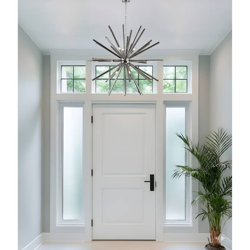 47" Large Dimmable Sphere Chandelier - 9-Light Sputnik Statement Piece - Smoke Black