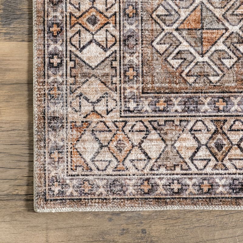 Nuloom Mae SpinClean Tribal Motif Machine Washable Area Rug