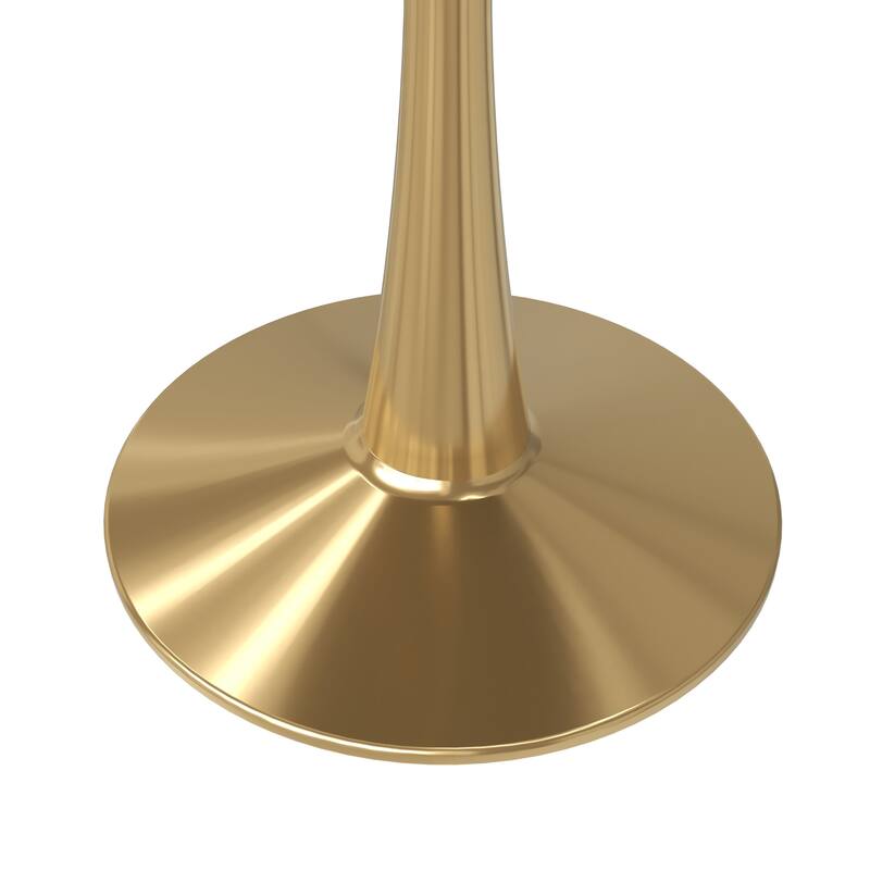 LeisureMod Bristol 27" Round Dining Table for 4 with MDF Tabletop in Gold Steel Base for Kitchen & Dining Room