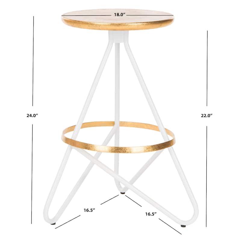 SAFAVIEH Shelley -24 Inch Silver Leaf Counter Stool - 16.5" x 16.5" x 24" - 17Wx17Dx24H