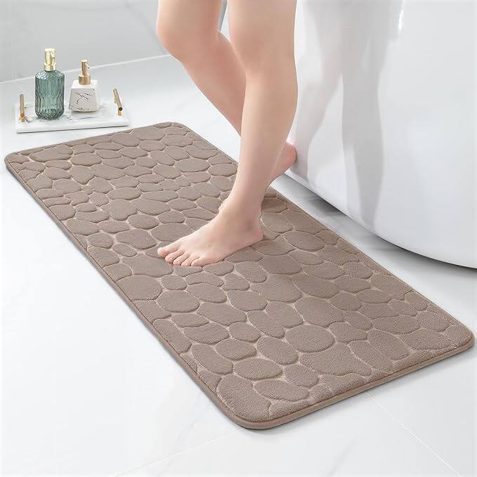 Memory Foam Runner Bath Mat Pebble Design 48x18