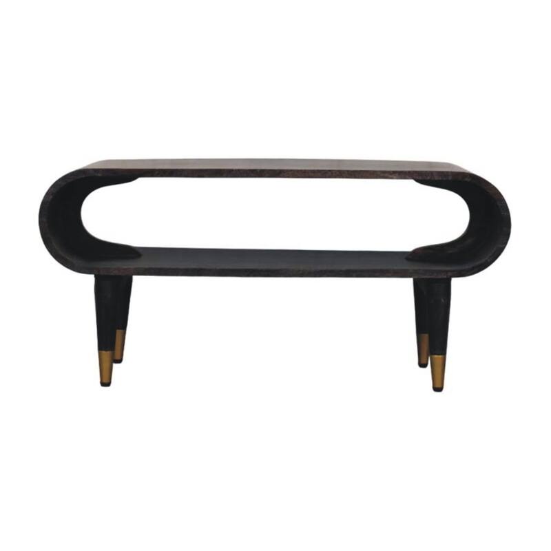 Artisan Furniture Solid Wood Curved Edge Media with Brass Accents, 1-Shelf