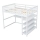 preview thumbnail 19 of 82, Space-Saving Loft Bed with Storage Shelves and Desk, Solid Wood Loft Bed Frame with Ladder and Guardrail for Kids Teens Adults