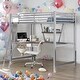 preview thumbnail 1 of 11, Industrial Modern Twin Size Loft Metal & MDF Bed with Built-in Desk and Shelf, Sturdy Construction & Safety Guaranteed, Silver Silver