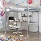 preview thumbnail 1 of 11, Twin Size Loft Metal & MDF Bed with Built-in Desk and Shelf, Silver Silver