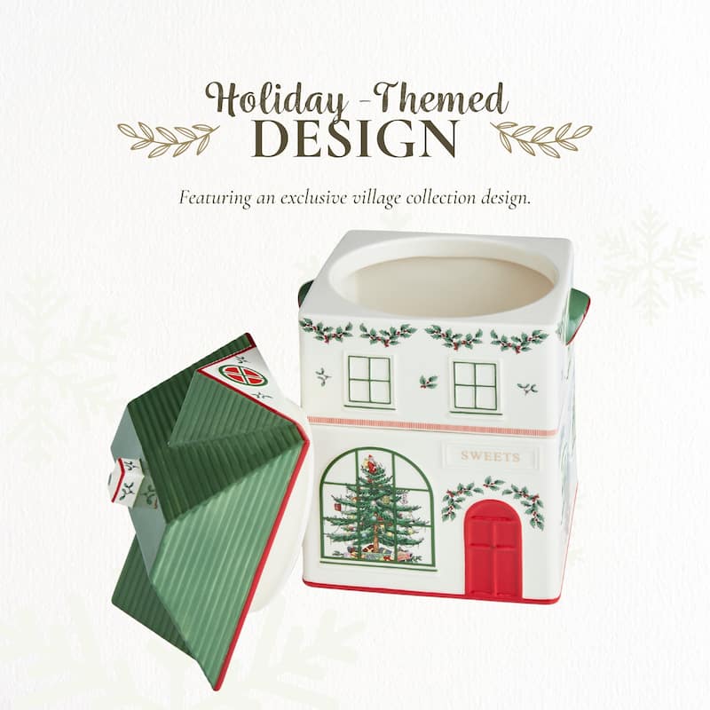 Spode Christmas Village Canister - 10.6" H x 5.9" L x 7.3" W