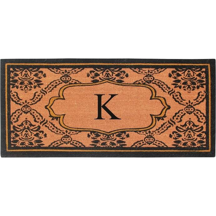 A1HC Uriel Treated Coir Monogrammed Entry Double Door Mat 30"x 60" - K