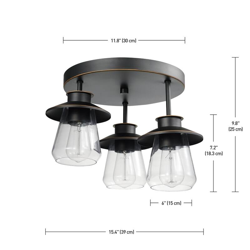 Copper Grove Fotua 3-light Oil-rubbed Bronze Semi-flush Mount Ceiling Light - 15.44 inches in diameter x 11 inches tall