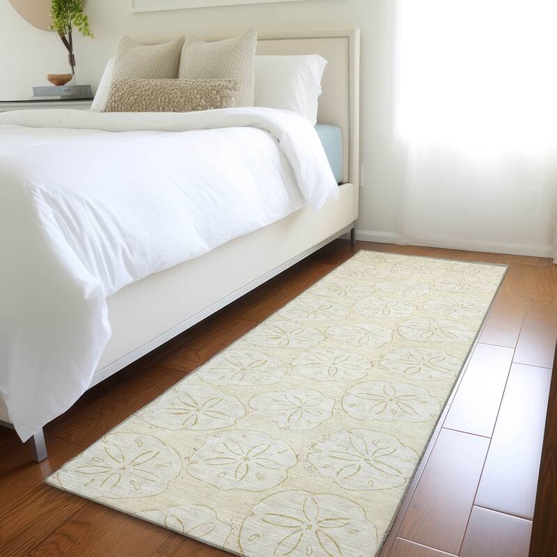 Premium Washable Super Soft Coastal Seashell Imprints Mayfield Rug - Sand - 2' 3" x 7' 6" - Runner