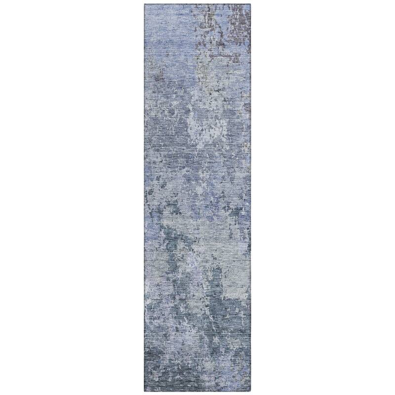 Machine Washable Indoor/ Outdoor Abstract Contemporary Chantille Rug