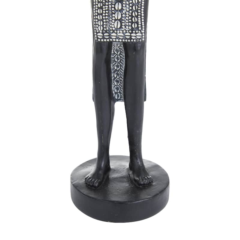 Polystone Woman Standing African Decorative Sculpture with Intricate Details - Set of 2 Black - Roche River Decor