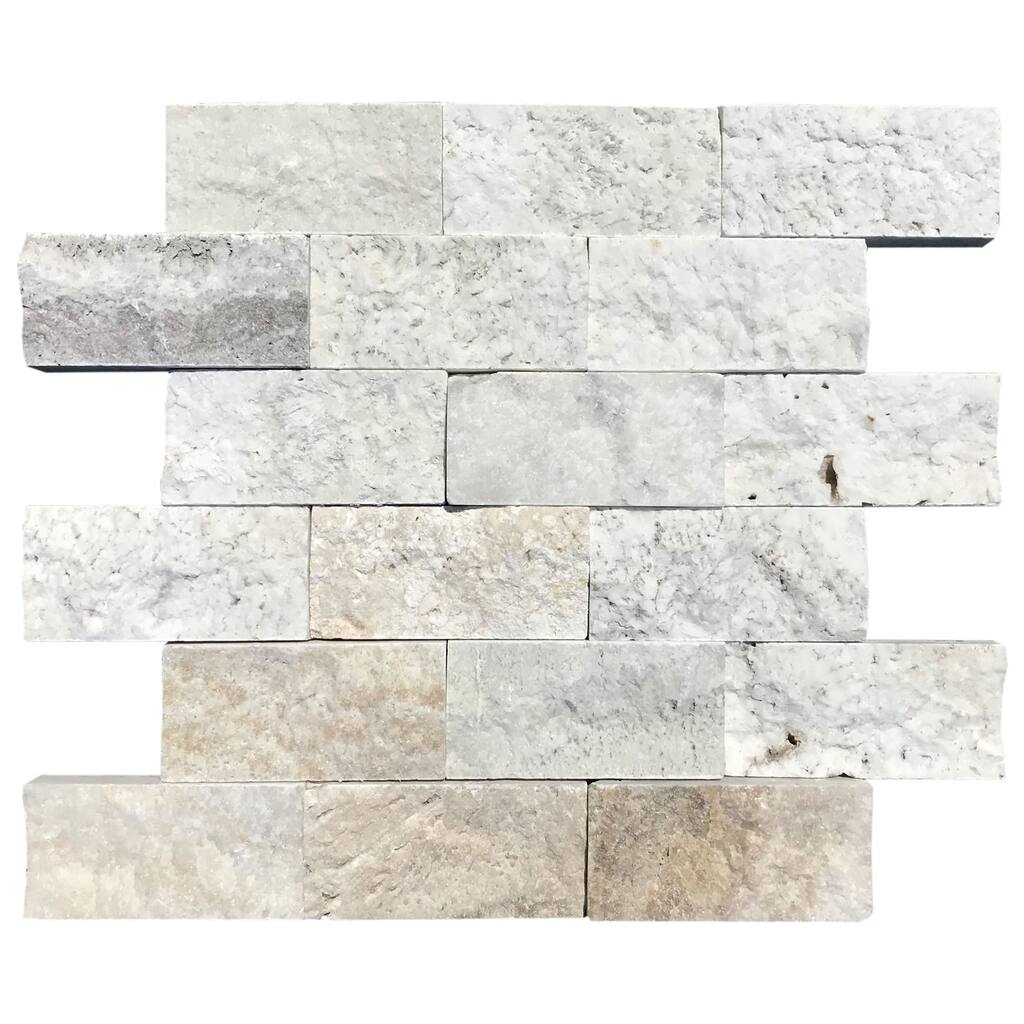 Parkside Travertine 2" x 4" Split Face Mosaic