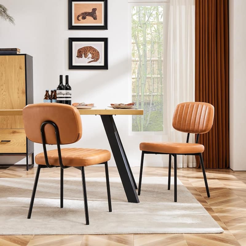 Dining Chairs Set of 2, Upholstered Faux Leathe Kitchen Dining Room Accent Chairs for Kitchen, Living Room