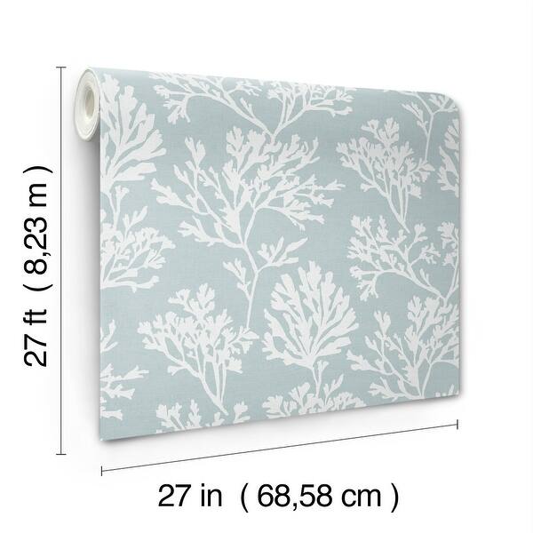 A-Street Prints Tortuga Sky Blue Coral Weave Wallpaper