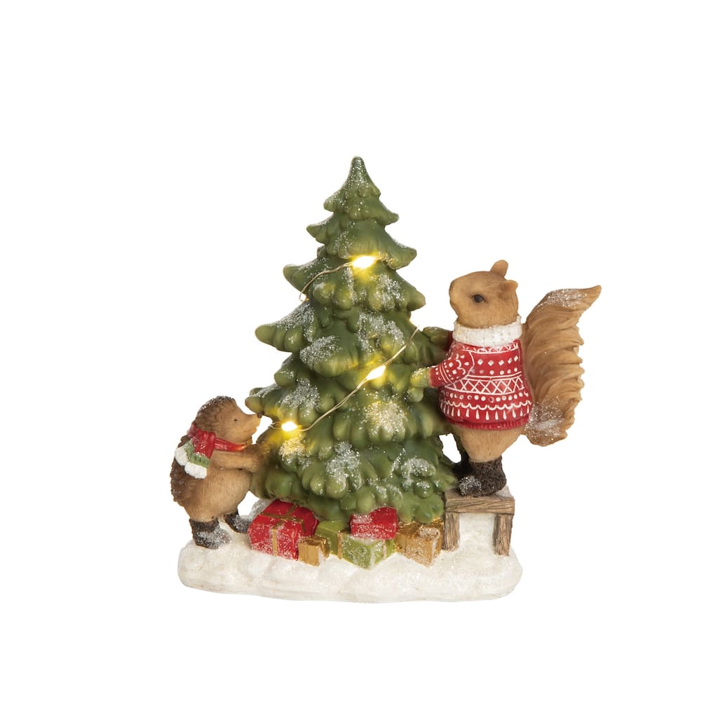 Transpac Resin 7 in. Multicolored Christmas Light Up Fair Isle Critter Decor