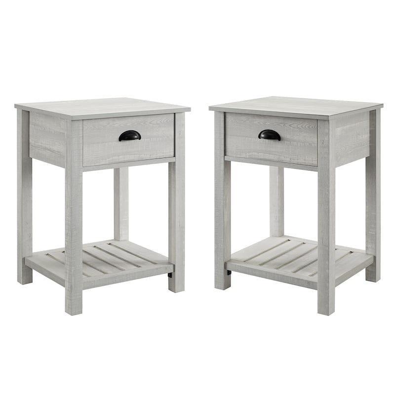 Walker Edison 18-inch 1-drawer Farmhouse Side Table (Set of 2)