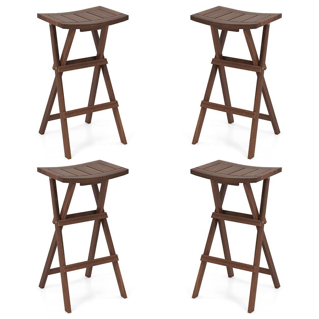 Gymax Bar Stools Set of 4 30'' Folding Bar Height Stools w/ Saddle