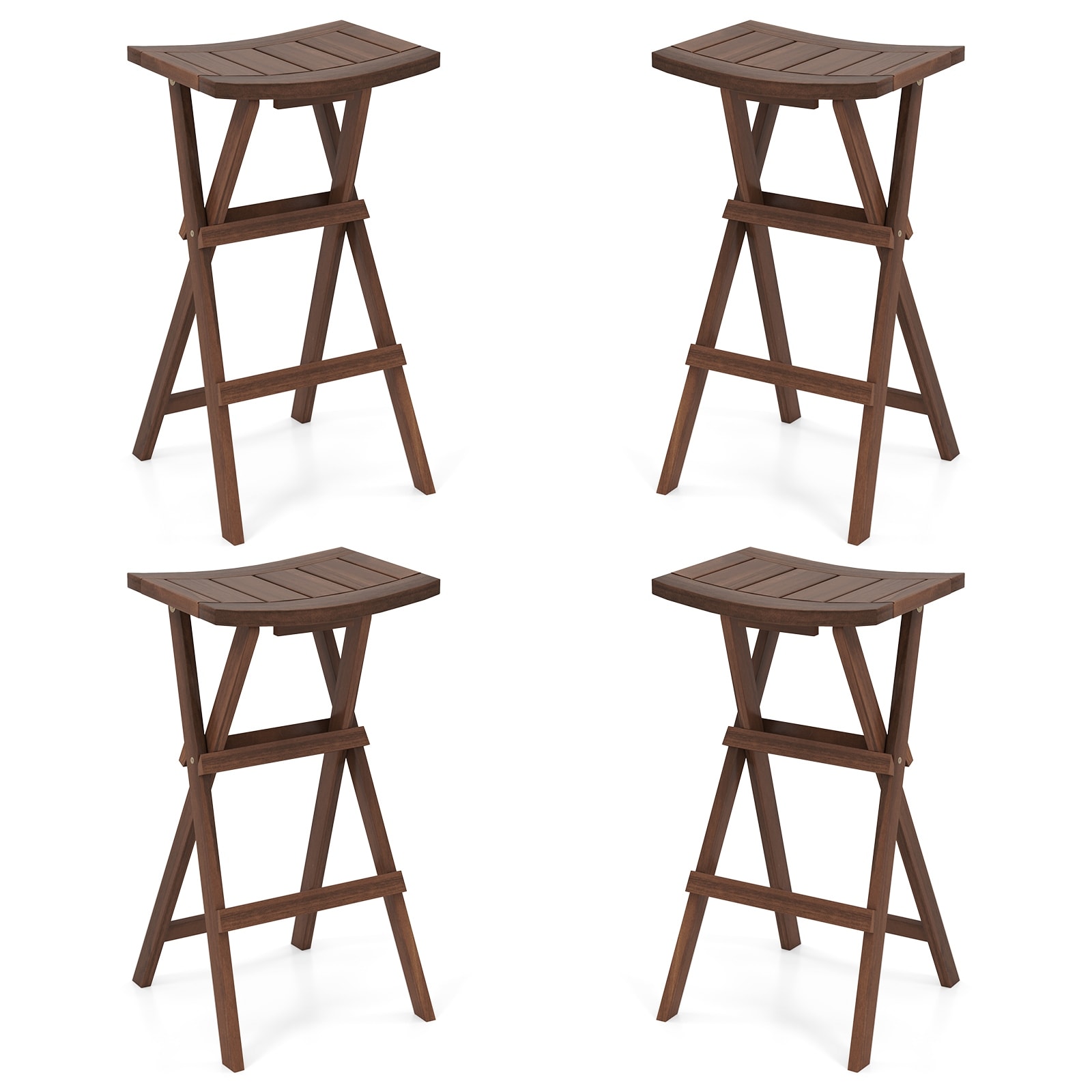 Gymax Bar Stools Set of 4 30'' Folding Bar Height Stools w/ Saddle