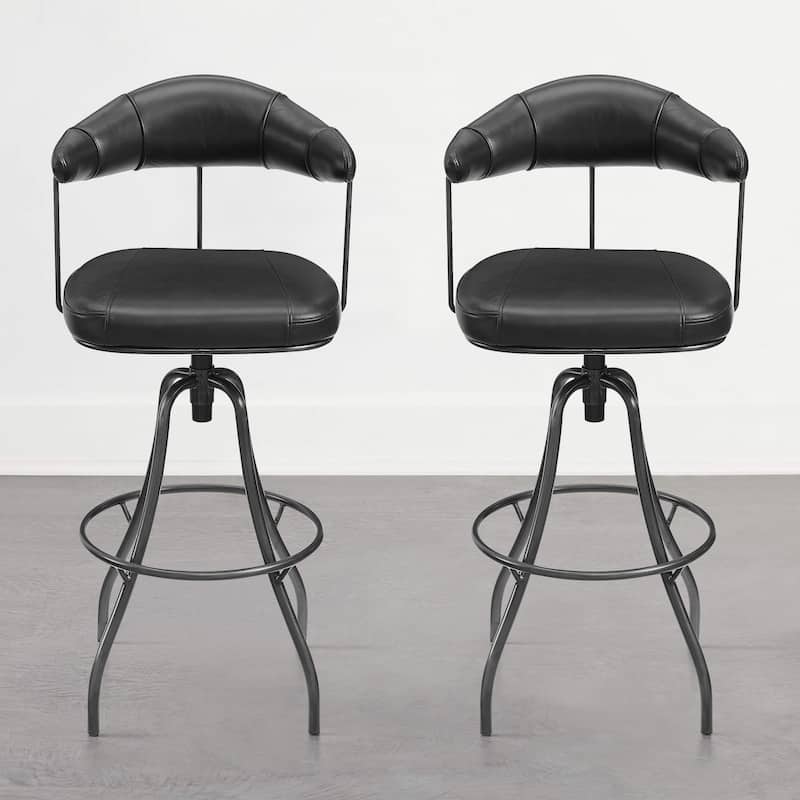 Art Leon Industrial Retro Leather Swivel Barstool