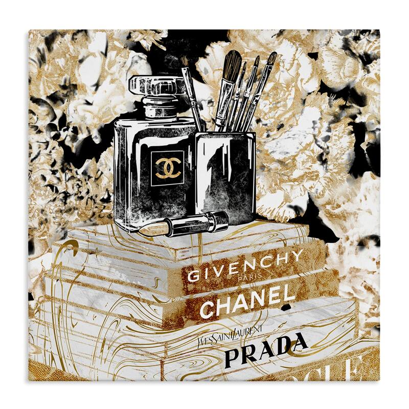 Stupell Glam Designer Accessories Women's Fashion Book Detail Canvas Wall Art - Gold - 24 x 24