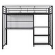 preview thumbnail 4 of 7, Black Metal Loft Bed with Desk, Whiteboard, and 3 Shelves, Includes Ladder