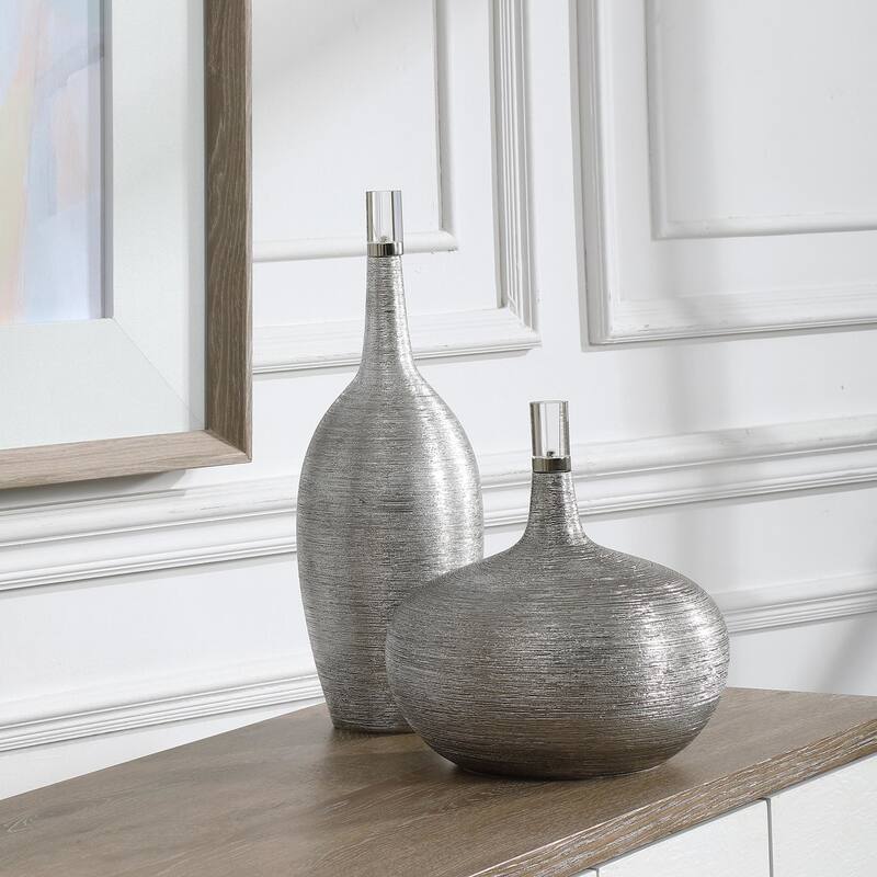 Uttermost 17883 Gatsby 6" Wide Ceramic and Crystal Bottles - Set of 2