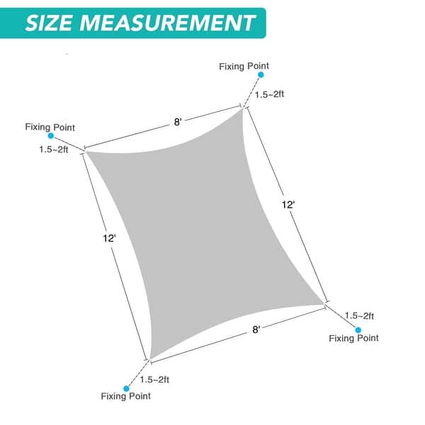 dimension image slide 0 of 2, 8ft x 12ft Rectangle Sun Shade Sail Canopy Awning UV Block for Outdoor Patio Garden