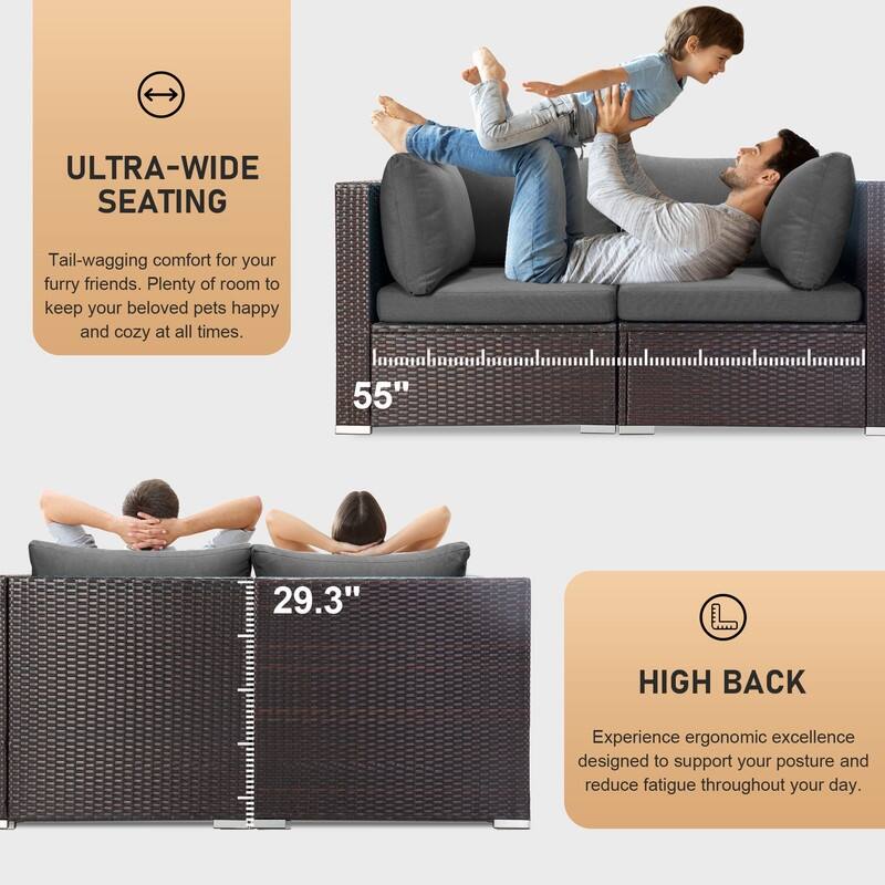 15-Piece Outdoor Wicker Modular Sectional with 43" CSA Fire Pit Table