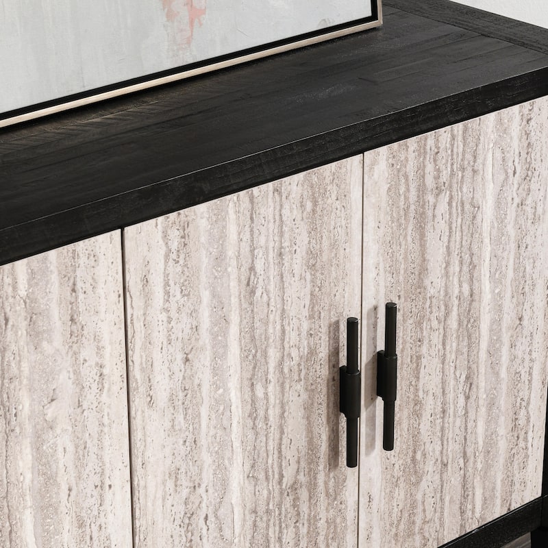 Classic Home Alpine 4-Door Concrete and Wood Sideboard Buffet