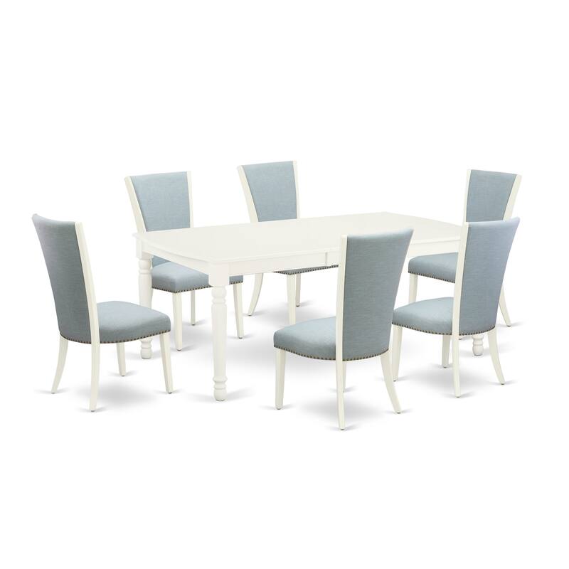East West Furniture Dinette Set- a Rectangle Dining Table and Linen Fabric Dining Chairs, Linen White (Pieces & Finish Options)