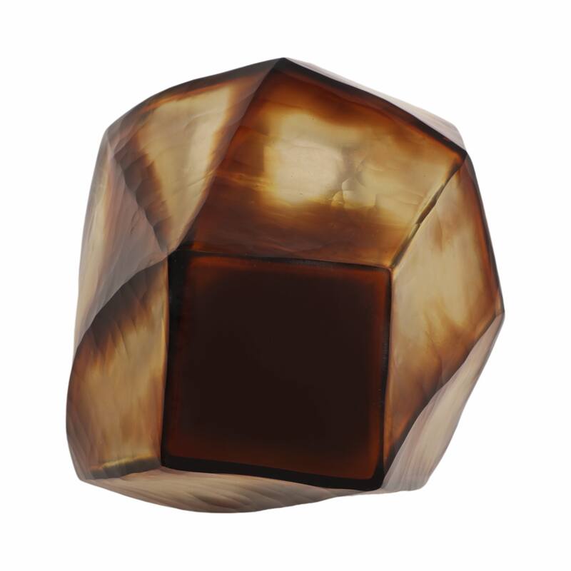 Glass Large Geometric Decorative Vase - Brown, 12 in.