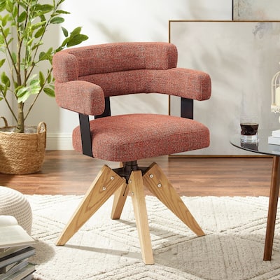 Art Leon Modern Wood and Upholstered Swivel Chair