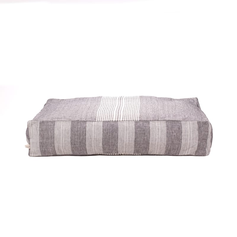 Polo & Luna Luxembourg Pet Bed - Grey/White Stripe - Grey, White Stripe - Large