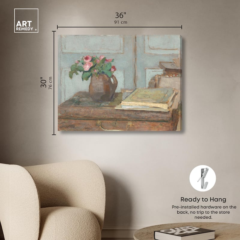 Box and Moss Roses Canvas by Art Remedy, Gallery Wrapped