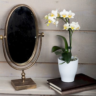 Antique Gold Metal Tabletop Mirror