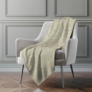 Premium Machine Washable Modern Damask Sherpa Throw Blanket