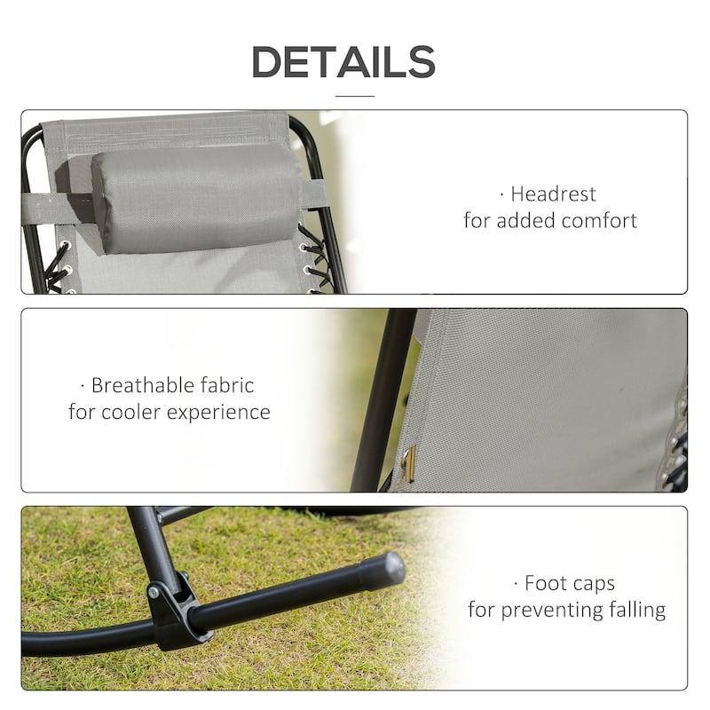 Outsunny 2 Piece Outdoor Rocking Chair Set, Patio Folding Lawn Rocker Set with Headrests for Yard, Patio, Deck, Backyard