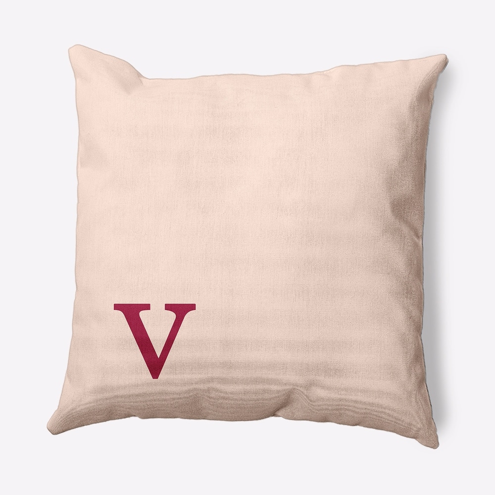 Modern Monogram Indoor/Outdoor Throw Pillow-V
