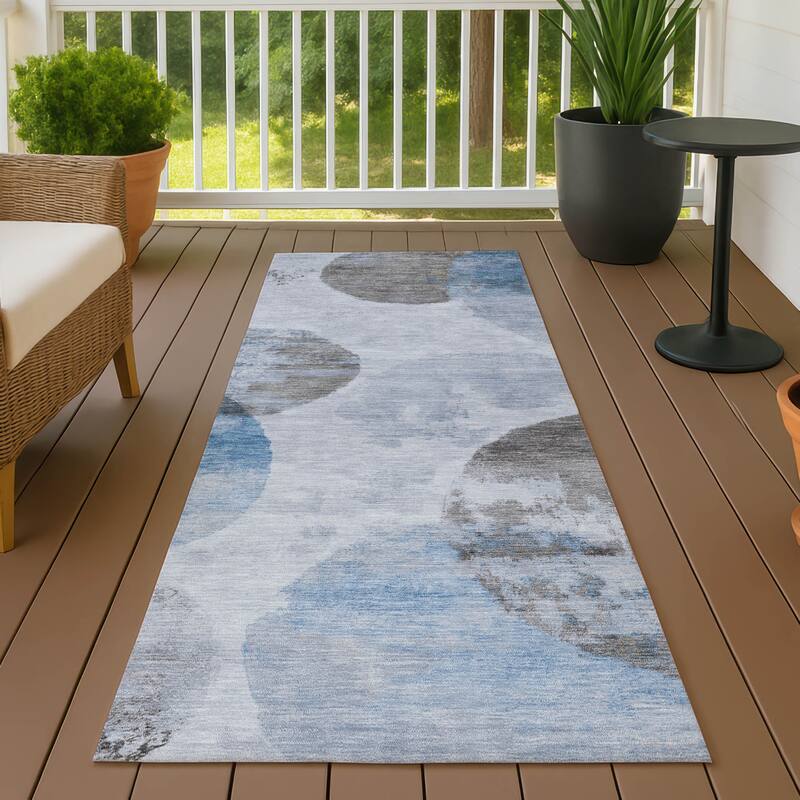Machine Washable Indoor/ Outdoor Contemporary Micha Chantille Rug - Denim - 2'3" x 7'6"