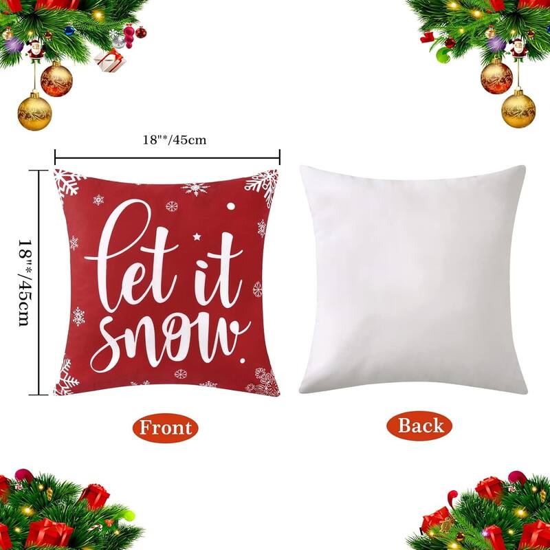 18x18 inch Velvet Xmas Winter Holiday Decorations Pillow Covers, Pillow Case