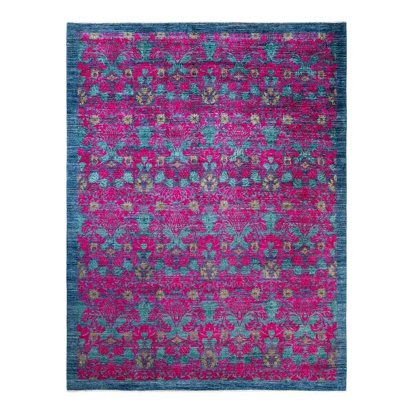 slide 1 of 8, Arts & Crafts, One-of-a-Kind Hand-Knotted Area Rug - Blue, 9' 0" x 11' 10" - 9' 0" x 11' 10"