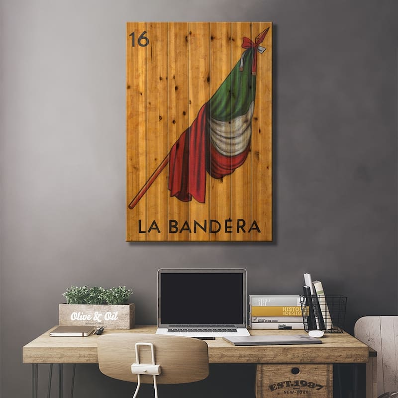 La Bandera Print On Wood by Holly Wood - Multi-Color