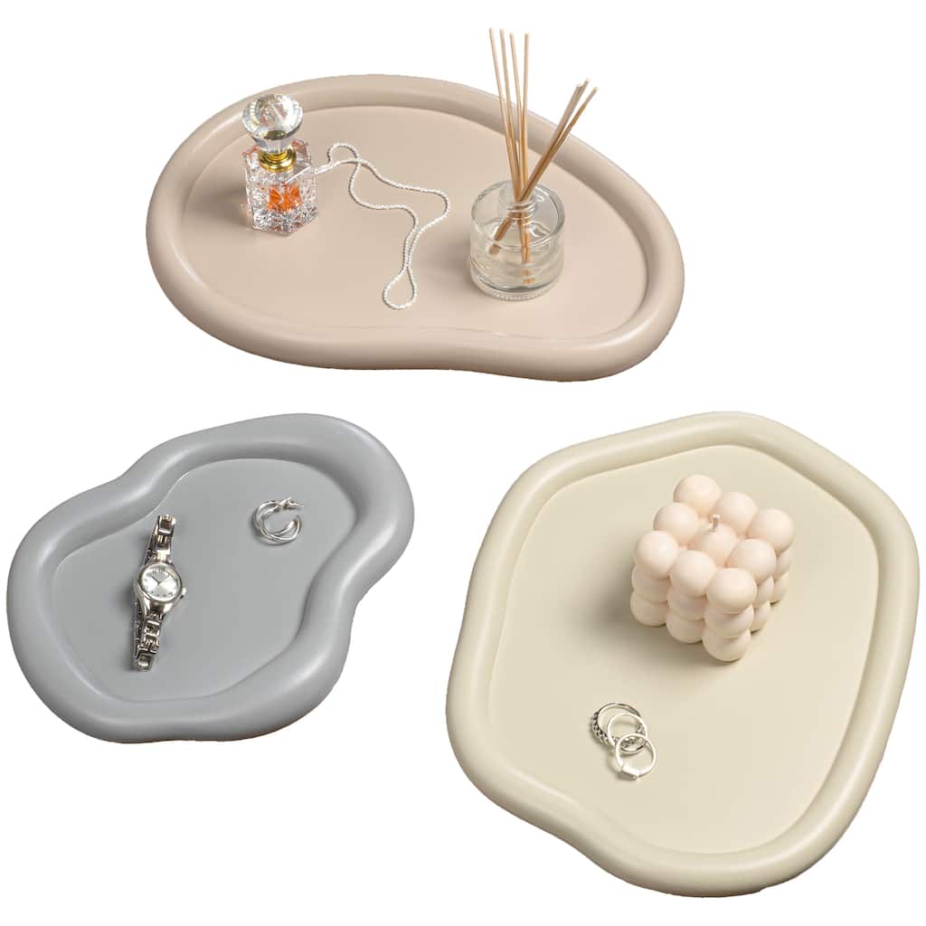 Grace Contemporary Concrete Decorative Cloud Jewelry Trays (Set of 3)