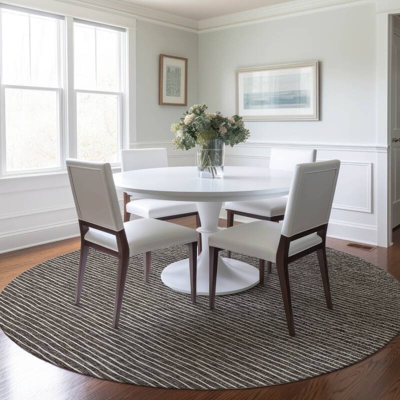 Premium Washable Super Soft Boho Stripe Mayfield Rug - Chocolate - 8' x 8' - Round